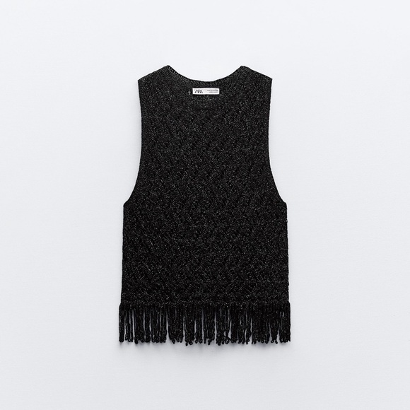 Metallic knitted fringe tank top - Picture 1 of 5